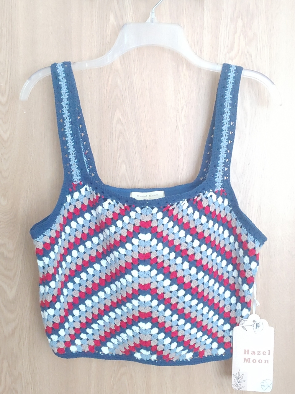 💙 NWT Hazel Moon Blue Crochet Tank Top
